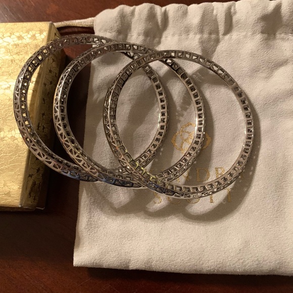 Kendra Scott Silver Bangle Bracelets Set of 3 - Picture 3 of 8